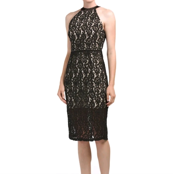 NWT A.B.S. Collection Black Lace Halter Dress, Size 10 - Picture 3 of 17